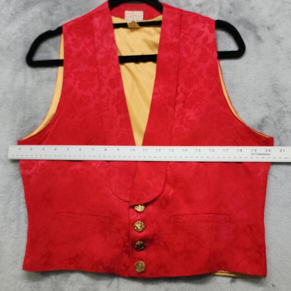 Vintage 50s Levi's Western Wear Big E Short Horn Poker Vest Mens M Red Jacquard - Picture 7 of 9